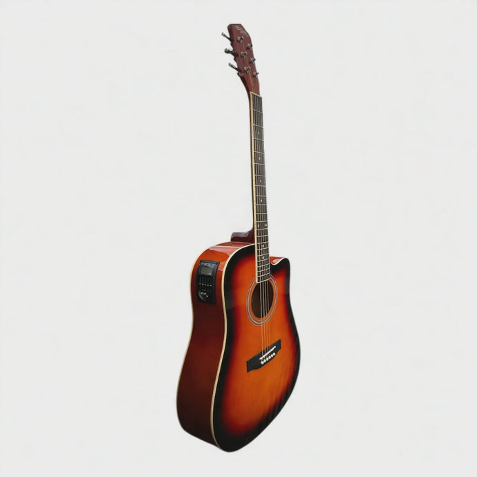 Caravan Electro-Acoustic Guitar Gloss Sunburst, cutaway with pickup/tuner
