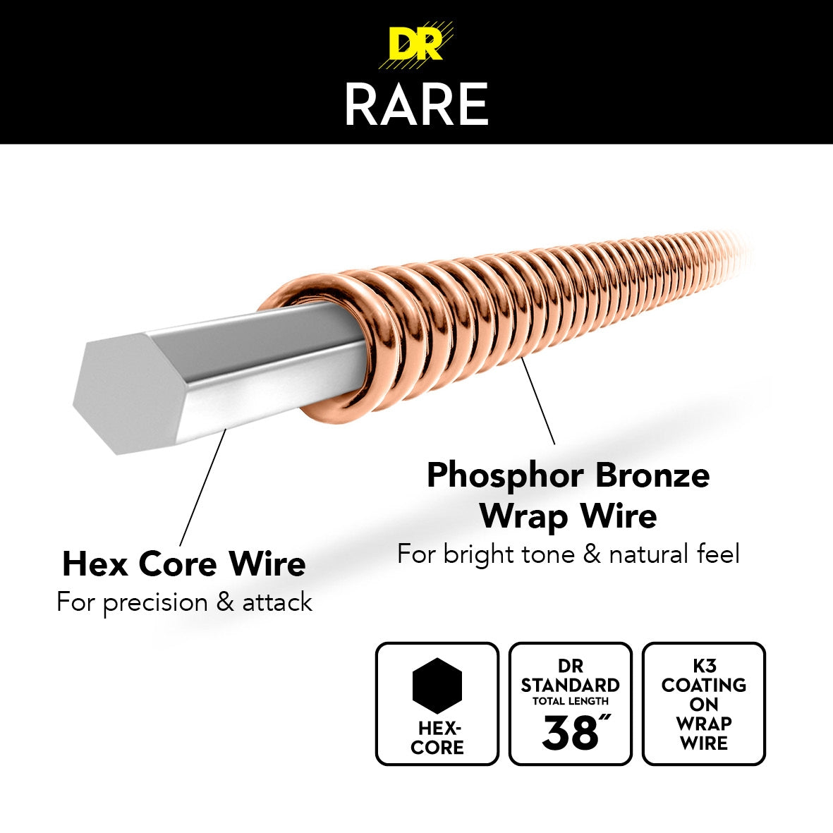 Guitar Strings- DR Strings Rare - Acoustic XL 10-48 - Kiltra Music Shop