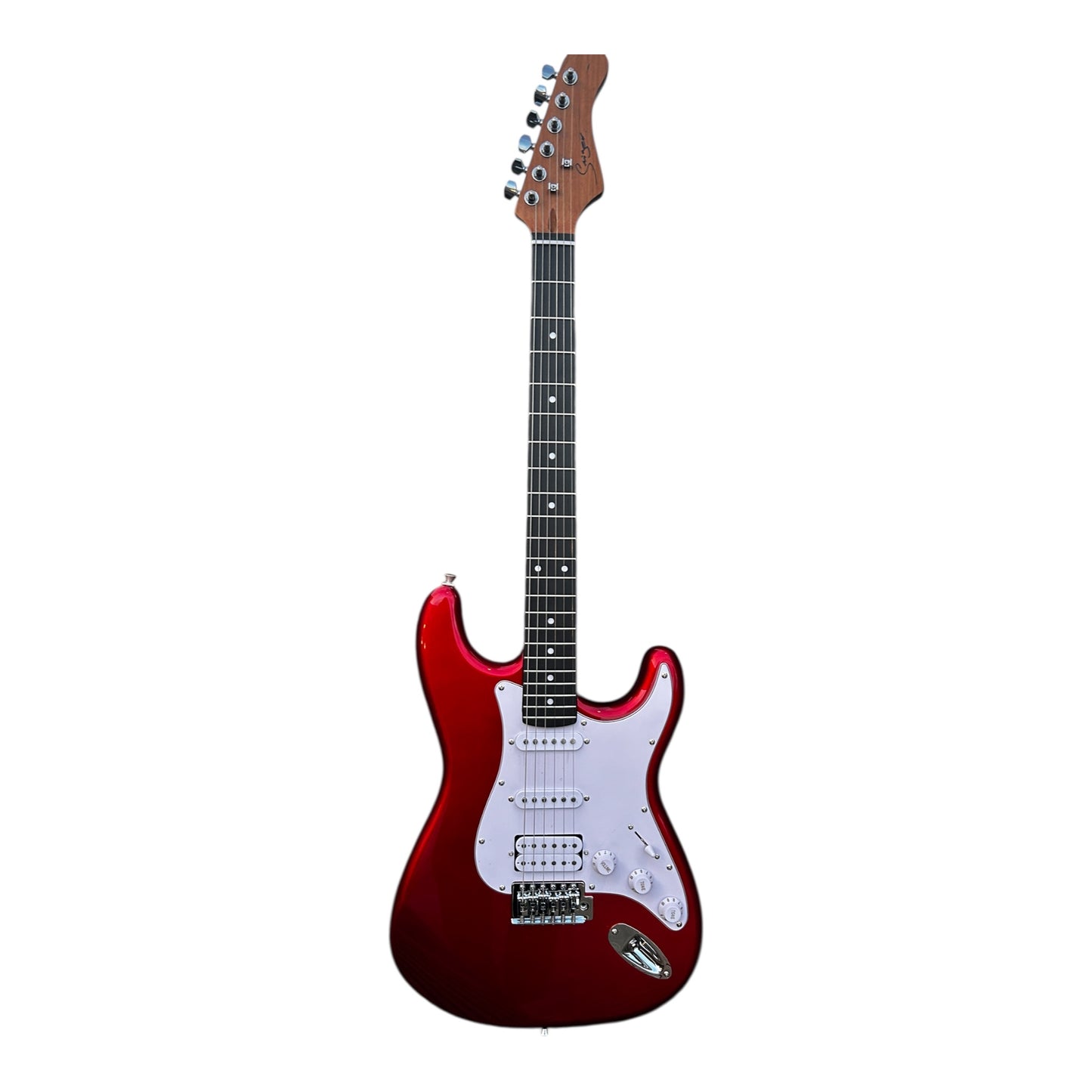 Smiger LG1M Electric Guitar HSS Bundle Metallic Red finish, front view
