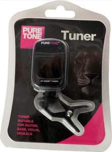 Pure Tone Tuner Clipped on a Guitar Headstock

