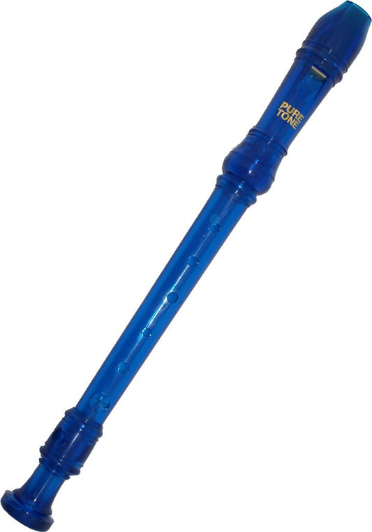 Three-piece plastic descant recorder for children in blue

