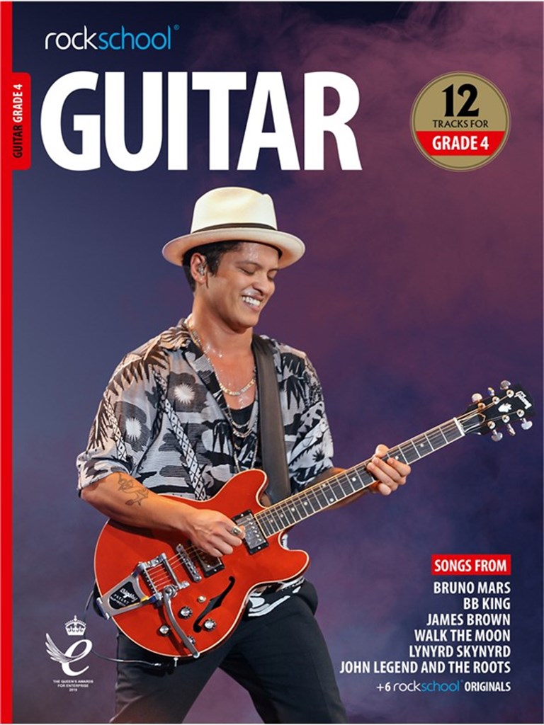 Grade 4 guitar exam book with famous artist tracks and audio

