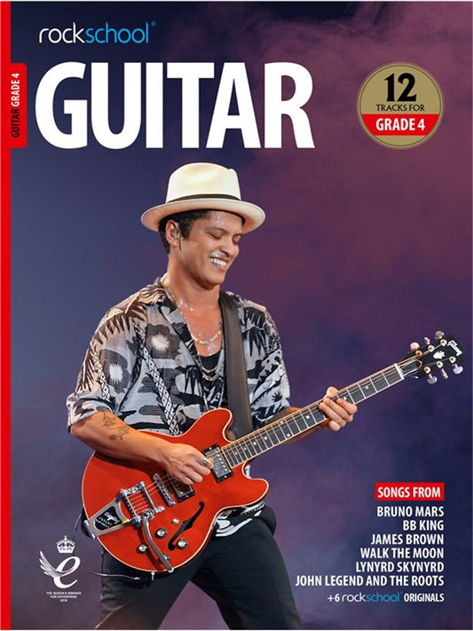 Grade 4 guitar exam book with famous artist tracks and audio


