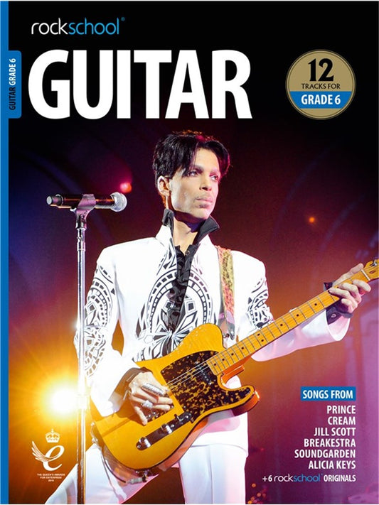 Electric guitar exam book with songs by Prince and Alicia Keys

